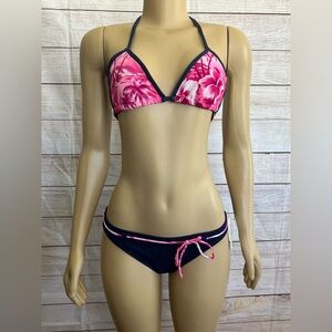Sideout Women Navy Blue & Pink Bikini Set NWT Size Bikini Top S & Bikini BottomL